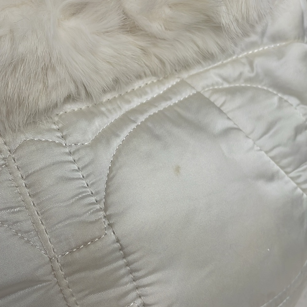 Vintage Y2K Coach Ivory Real Rabbit Fur-Trimmed Hobo Shoulder Bag - Picture 6 of 16